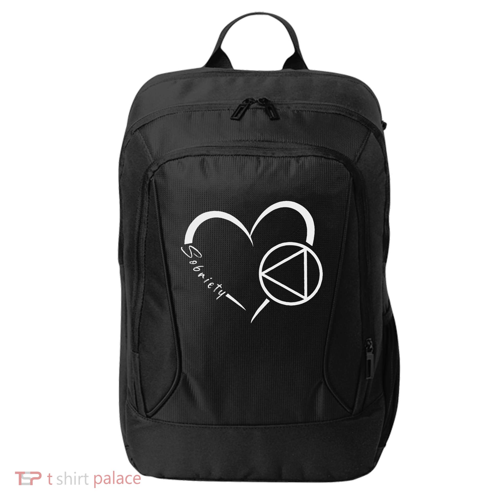 Sober Alcoholic Abstinence Aa Support Sobriety Heart Love City Backpack
