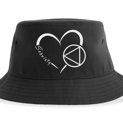 Sober Alcoholic Abstinence Aa Support Sobriety Heart Love Sustainable Bucket Hat
