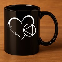 Sober Alcoholic Abstinence Aa Support Sobriety Heart Love 11oz C Handle Ceramic Mug