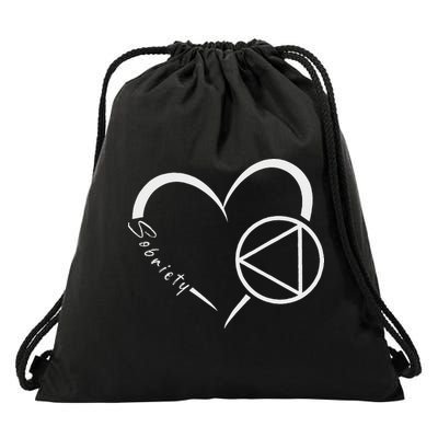 Sober Alcoholic Abstinence Aa Support Sobriety Heart Love Drawstring Bag