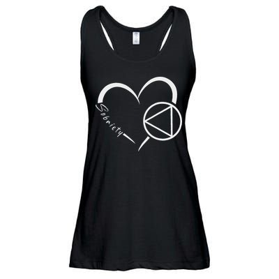 Sober Alcoholic Abstinence Aa Support Sobriety Heart Love Ladies Essential Flowy Tank