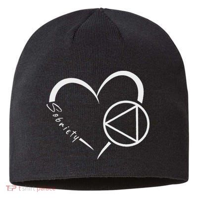 Sober Alcoholic Abstinence Aa Support Sobriety Heart Love Sustainable Beanie