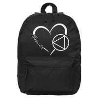 Sober Alcoholic Abstinence Aa Support Sobriety Heart Love 16 in Basic Backpack
