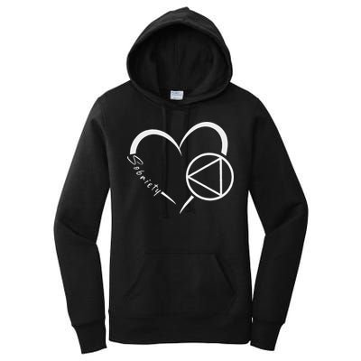 Sober Alcoholic Abstinence Aa Support Sobriety Heart Love Women's Pullover Hoodie