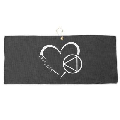Sober Alcoholic Abstinence Aa Support Sobriety Heart Love Large Microfiber Waffle Golf Towel