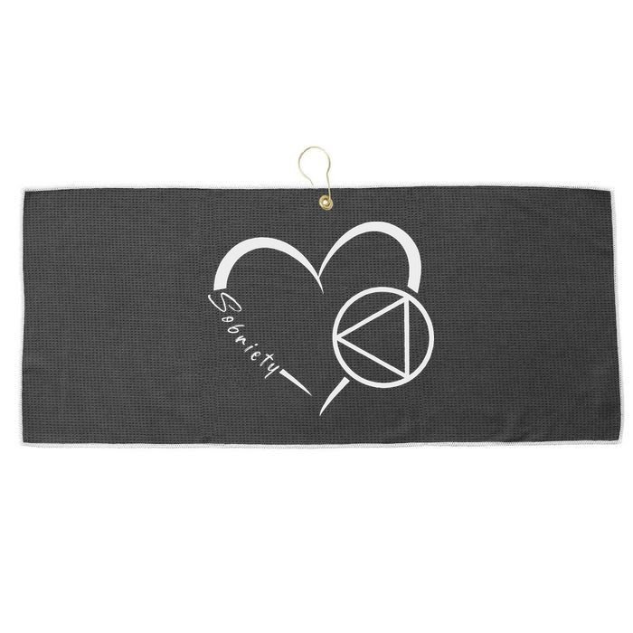 Sober Alcoholic Abstinence Aa Support Sobriety Heart Love Large Microfiber Waffle Golf Towel