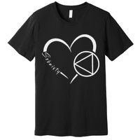 Sober Alcoholic Abstinence Aa Support Sobriety Heart Love Premium T-Shirt