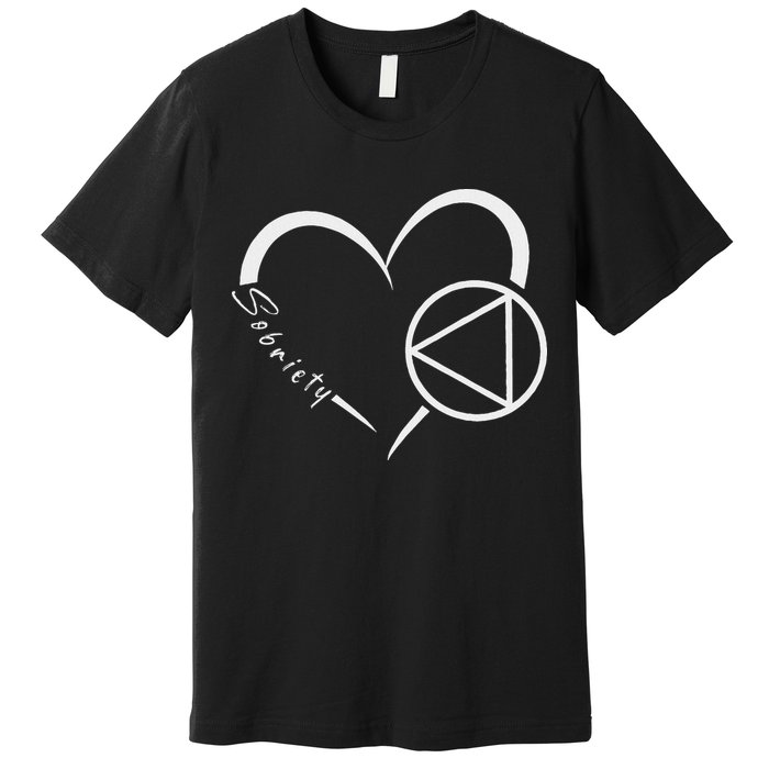 Sober Alcoholic Abstinence Aa Support Sobriety Heart Love Premium T-Shirt