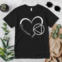 Sober Alcoholic Abstinence Aa Support Sobriety Heart Love Premium T-Shirt