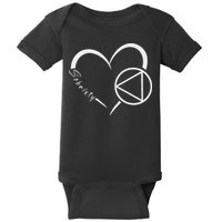 Sober Alcoholic Abstinence Aa Support Sobriety Heart Love Baby Bodysuit
