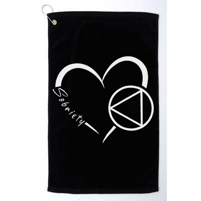 Sober Alcoholic Abstinence Aa Support Sobriety Heart Love Golf Towel