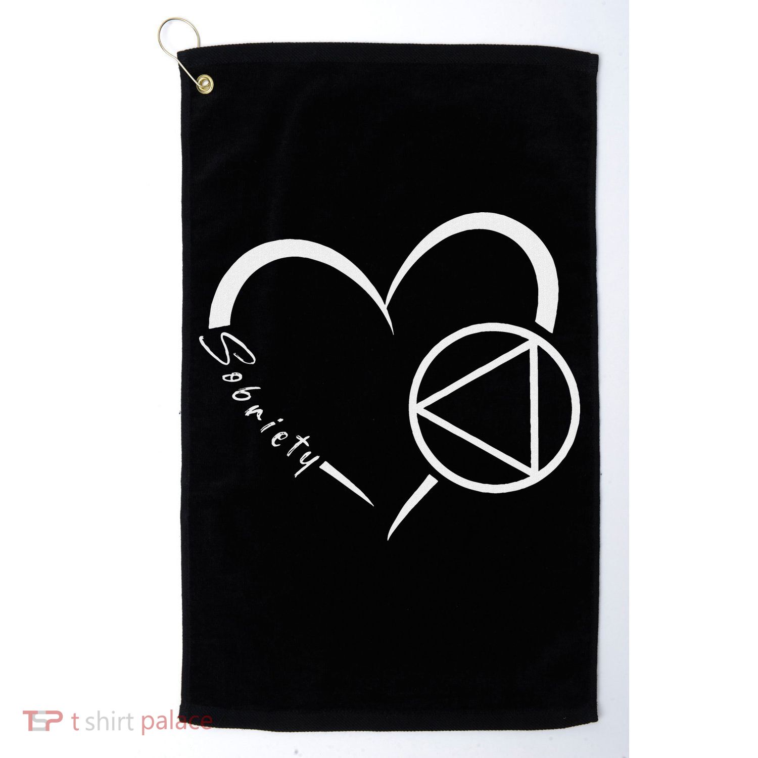 Sober Alcoholic Abstinence Aa Support Sobriety Heart Love Golf Towel