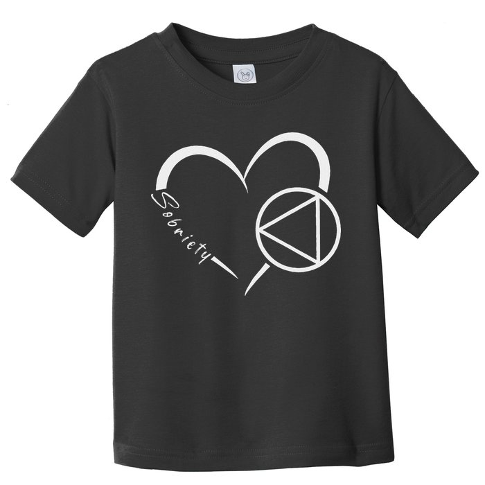 Sober Alcoholic Abstinence Aa Support Sobriety Heart Love Toddler T-Shirt