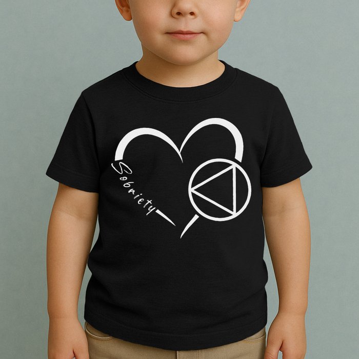 Sober Alcoholic Abstinence Aa Support Sobriety Heart Love Toddler T-Shirt