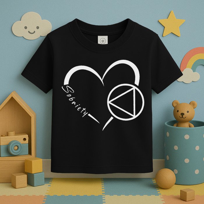 Sober Alcoholic Abstinence Aa Support Sobriety Heart Love Toddler T-Shirt