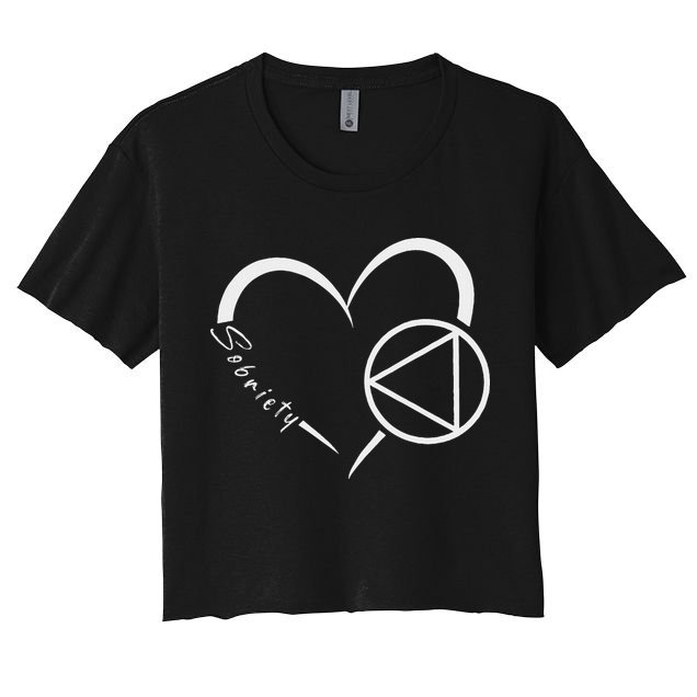 Sober Alcoholic Abstinence Aa Support Sobriety Heart Love Crop Top