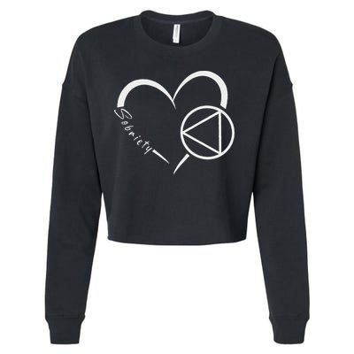 Sober Alcoholic Abstinence Aa Support Sobriety Heart Love Cropped Pullover Crew