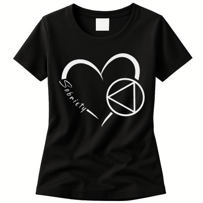 Sober Alcoholic Abstinence Aa Support Sobriety Heart Love Womens T-Shirt