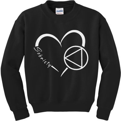 Sober Alcoholic Abstinence Aa Support Sobriety Heart Love Kids Sweatshirt