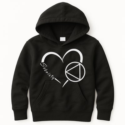 Sober Alcoholic Abstinence Aa Support Sobriety Heart Love Kids Hoodie