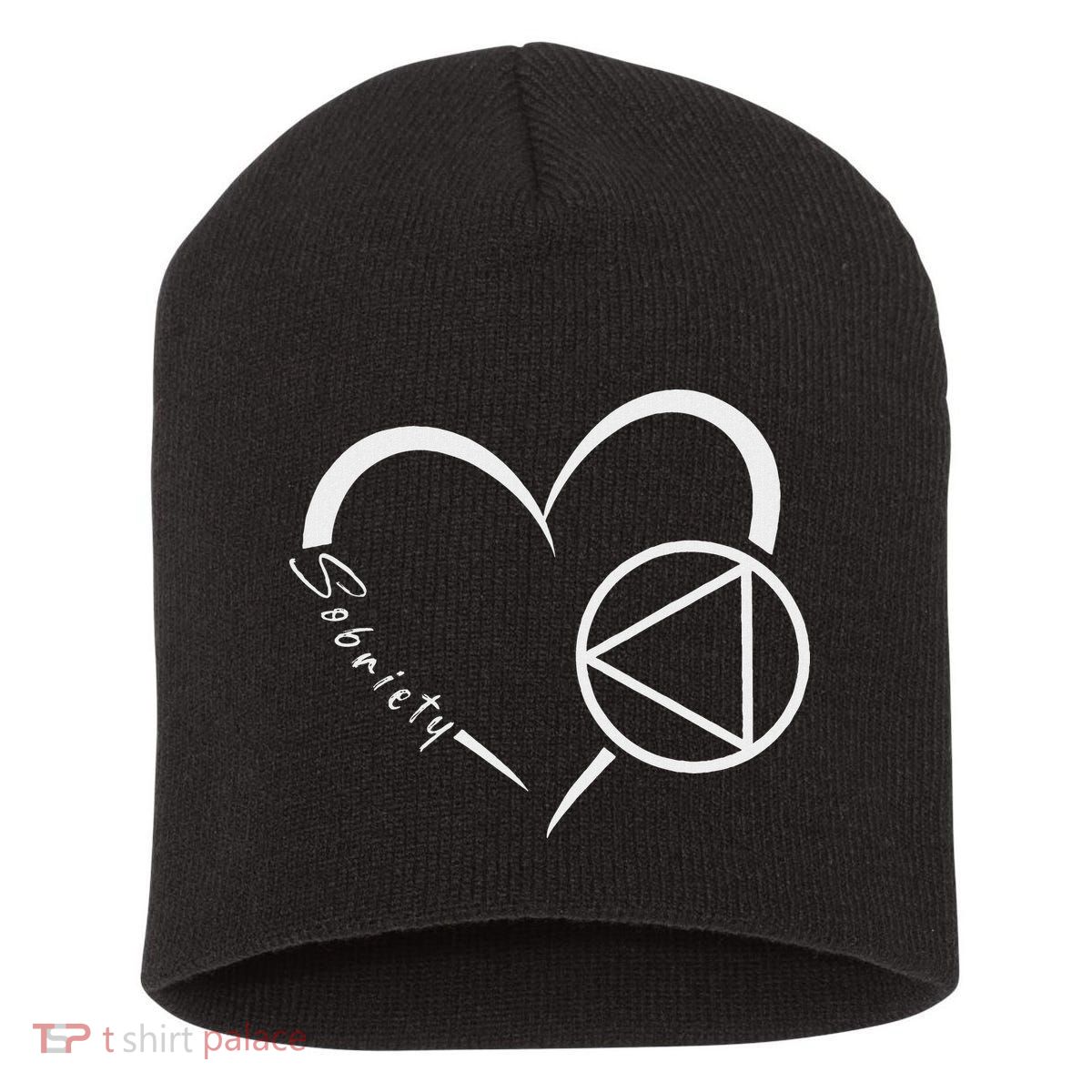 Sober Alcoholic Abstinence Aa Support Sobriety Heart Love Short Acrylic Beanie