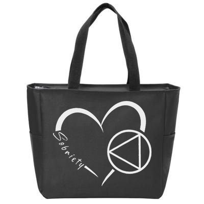 Sober Alcoholic Abstinence Aa Support Sobriety Heart Love Zip Tote Bag