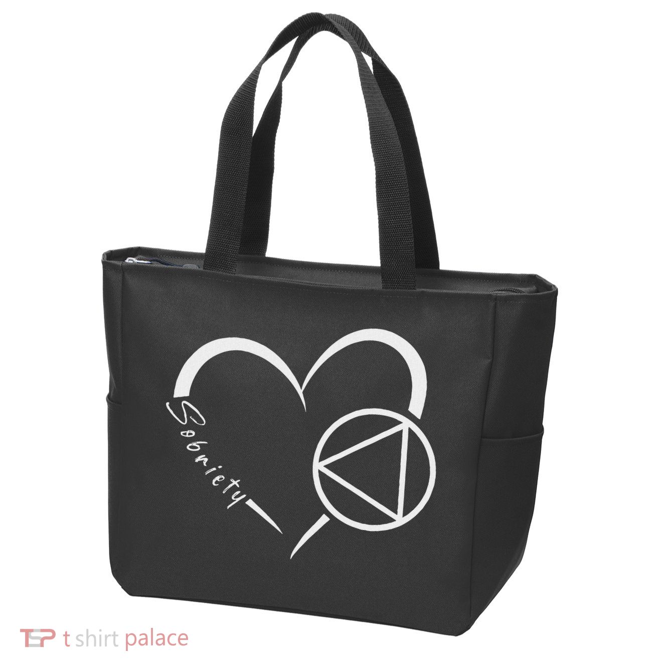 Sober Alcoholic Abstinence Aa Support Sobriety Heart Love Zip Tote Bag