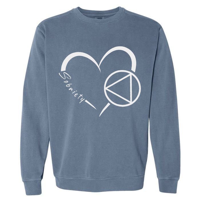 Sober Alcoholic Abstinence Aa Support Sobriety Heart Love Garment-Dyed Sweatshirt