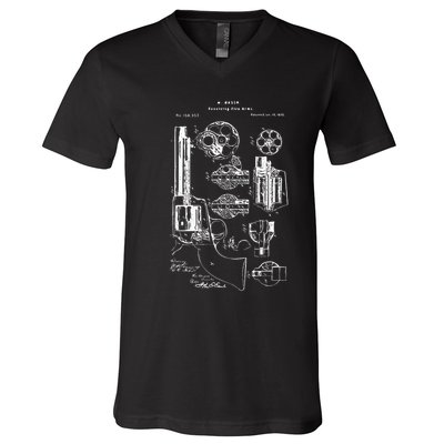Single Action Army Revolver 45 Peacemaker V-Neck T-Shirt