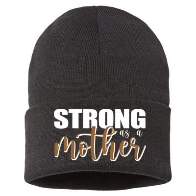 Strong As A Mother Gift For Mom Sustainable Knit Beanie