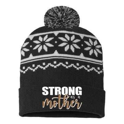 Strong As A Mother Gift For Mom USA-Made Snowflake Beanie