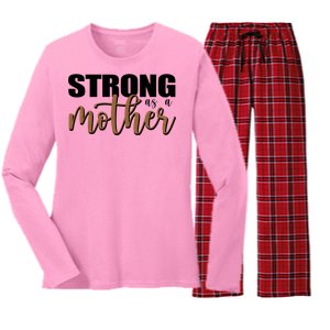 Strong As A Mother Gift For Mom Women's Long Sleeve Flannel Pajama Set 