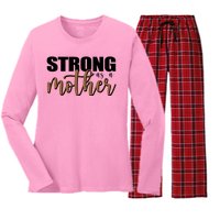 Strong As A Mother Gift For Mom Women's Long Sleeve Flannel Pajama Set 