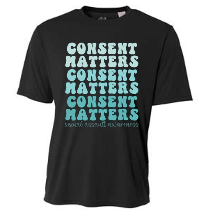 Sexual Assault Awareness Month Consent Matters Teal Ribbon Cooling Performance Crew T-Shirt