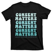 Sexual Assault Awareness Month Consent Matters Teal Ribbon T-Shirt