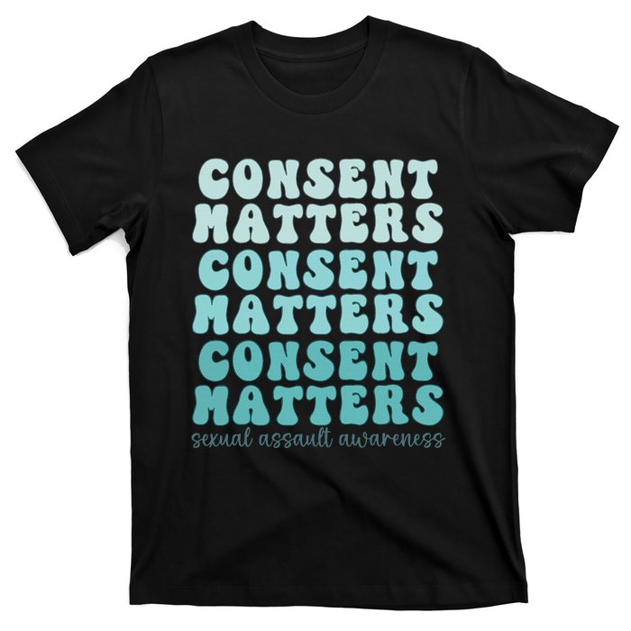 Sexual Assault Awareness Month Consent Matters Teal Ribbon T-Shirt