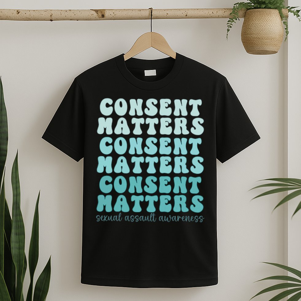 Sexual Assault Awareness Month Consent Matters Teal Ribbon T-Shirt