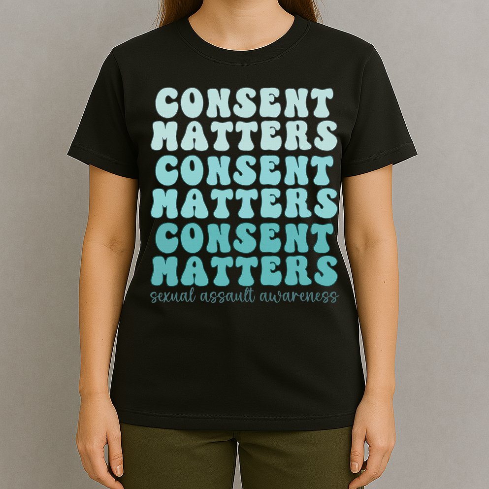 Sexual Assault Awareness Month Consent Matters Teal Ribbon T-Shirt