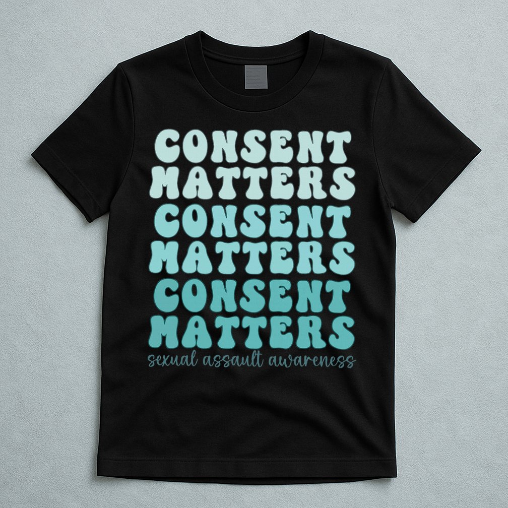 Sexual Assault Awareness Month Consent Matters Teal Ribbon T-Shirt