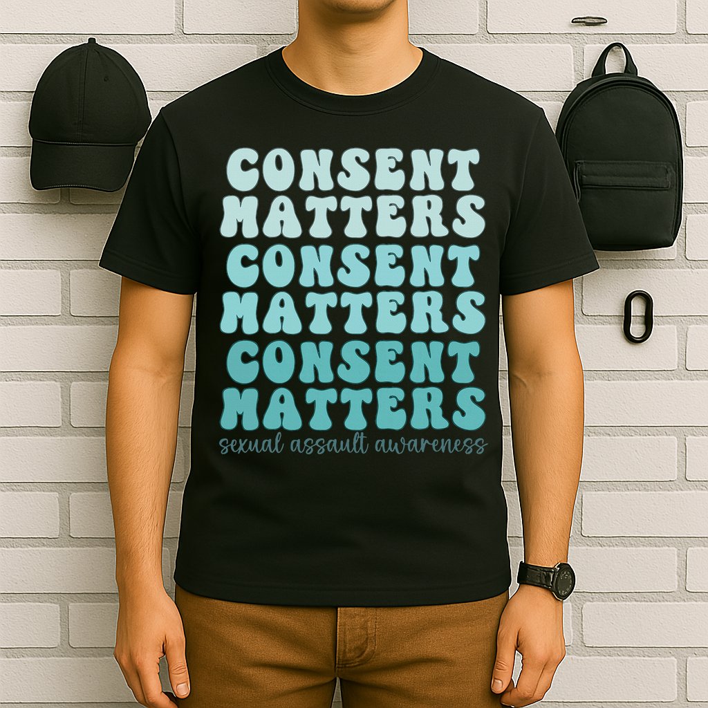 Sexual Assault Awareness Month Consent Matters Teal Ribbon T-Shirt