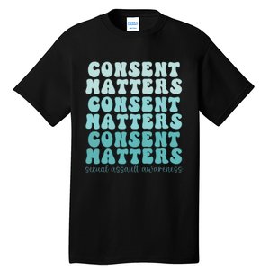 Sexual Assault Awareness Month Consent Matters Teal Ribbon Tall T-Shirt