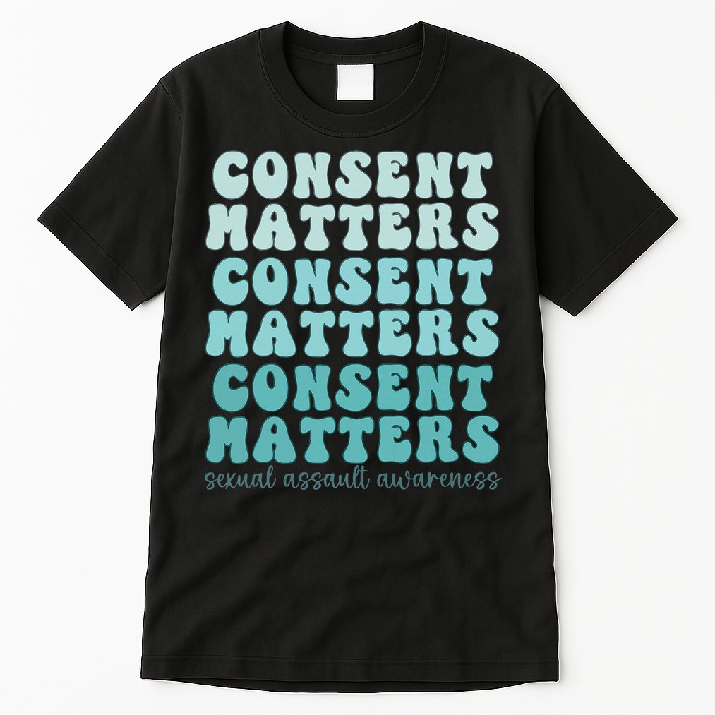 Sexual Assault Awareness Month Consent Matters Teal Ribbon Tall T-Shirt