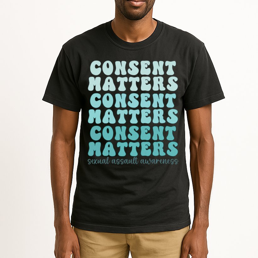 Sexual Assault Awareness Month Consent Matters Teal Ribbon Tall T-Shirt