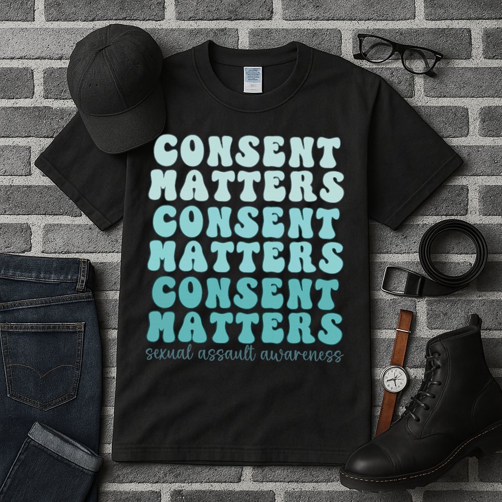 Sexual Assault Awareness Month Consent Matters Teal Ribbon Tall T-Shirt