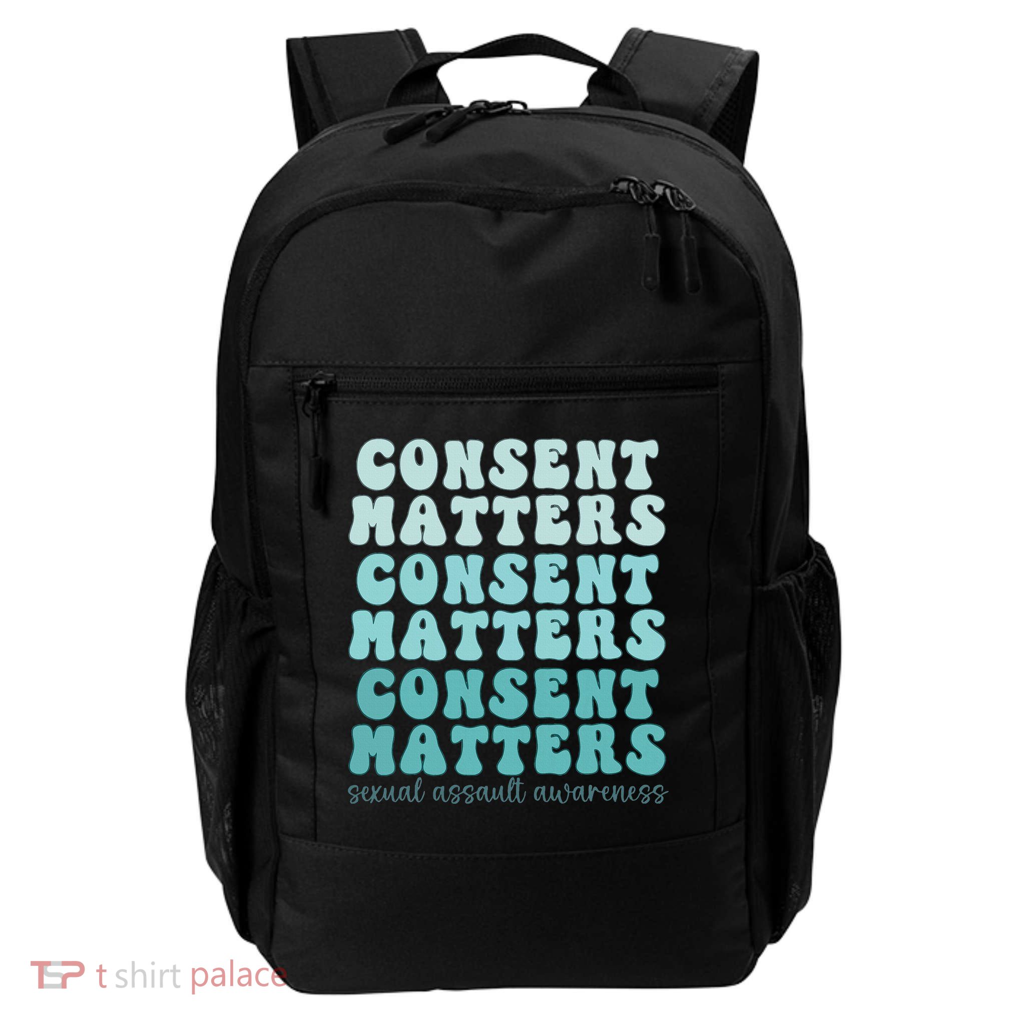 Sexual Assault Awareness Month Consent Matters Teal Ribbon Daily Commute Backpack