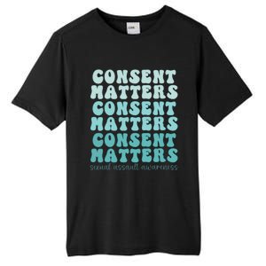 Sexual Assault Awareness Month Consent Matters Teal Ribbon Tall Fusion ChromaSoft Performance T-Shirt