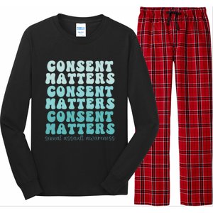 Sexual Assault Awareness Month Consent Matters Teal Ribbon Long Sleeve Pajama Set