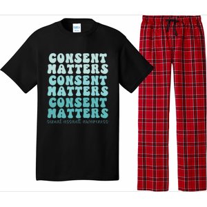 Sexual Assault Awareness Month Consent Matters Teal Ribbon Pajama Set