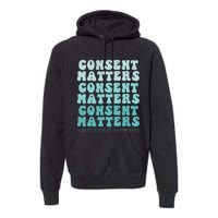 Sexual Assault Awareness Month Consent Matters Teal Ribbon Premium Hoodie