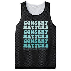 Sexual Assault Awareness Month Consent Matters Teal Ribbon Mesh Reversible Basketball Jersey Tank